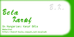 bela karpf business card