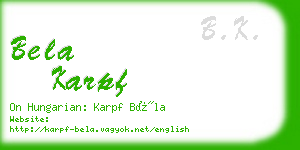 bela karpf business card